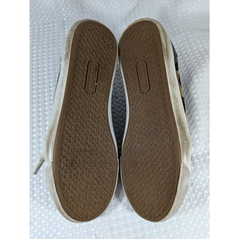 Coach Leopard Print Canvas Sneakers with White Laces